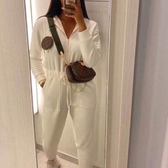 Zara Ecru Cream Zipped and Drawstring Waist Soft Touch Jumpsuit BNWT Large - Picture 7 of 15